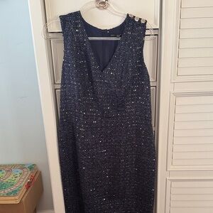White House Black Market Navy Sequin Midi Dress